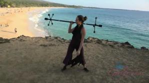 She puts on a show for all at the nude beach